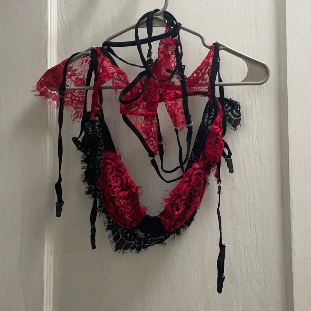 NIB Red and Black Lace Lingerie Set